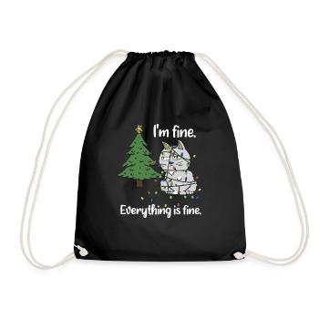 I'm fine Entangled Cat Christmas Light - Drawstring Bag - black - Front