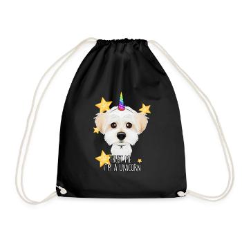 Trust Me At A Unicorn I Funny Maltese - Drawstring Bag - black - Front
