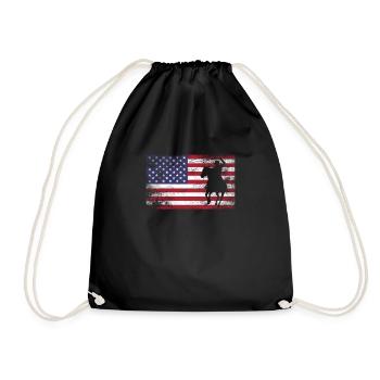 USA Flagge Cowboy - Turnbeutel - Schwarz - Vorne