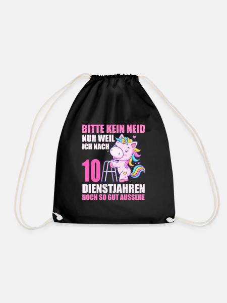 10 Jahre im Dienst 10 Jähriges Dienstjubiläum - Turnbeutel - Schwarz