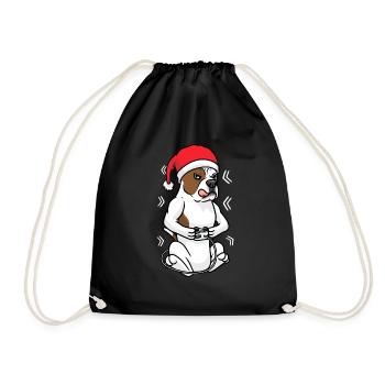 Weihnachten American Bulldog Gamer Hund - Turnbeutel - Schwarz - Vorne