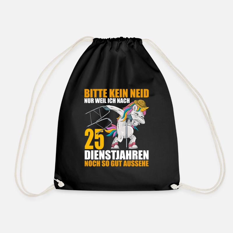 25 Jahre im Dienst 25 Jähriges Dienstjubiläum - Turnbeutel - Schwarz
