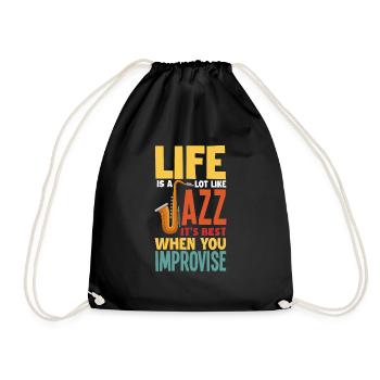Saxophon Jazz - Turnbeutel - Schwarz - Vorne
