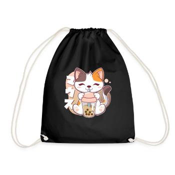 Chat Boba Bubble Tea Kawaii Anime Neko - Sac de sport léger - noir - Devant