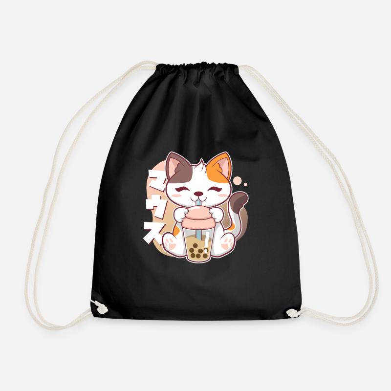 Katze Boba Bubble Tea Kawaii Anime Neko - Turnbeutel - Schwarz