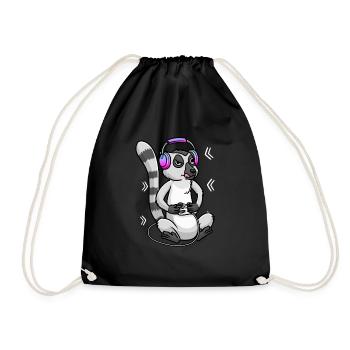 Katta Lemur Jeu Vidéo Jeu Joueur Katta Primate - Sac de sport léger - noir - Devant