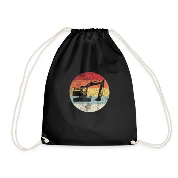 Bagger Baggerfahrer Retro Vintage Geschenk - Turnbeutel - Schwarz - Vorne
