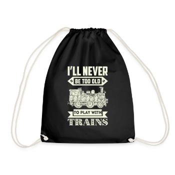 never be to old to play with trains - Drawstring Bag - black - Front