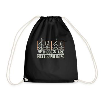 These Are Difficult Times Music Lover - Turnbeutel - Schwarz - Vorne