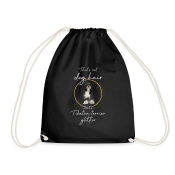 This is Tibetan Terrier Glitter Dog - Drawstring Bag - black - Front