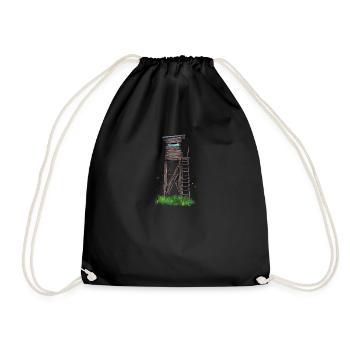 Hochsitz I Hunting Wild Boar Roe Deer Motif for - Drawstring Bag - black - Front