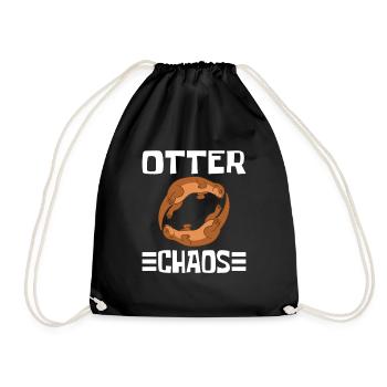 Otter and Sea Otter Chaos - Drawstring Bag - black - Front