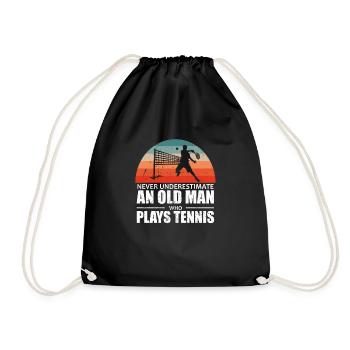 Unterschätze Niemals Einen Alten Mann Tennis - Turnbeutel - Schwarz - Vorne