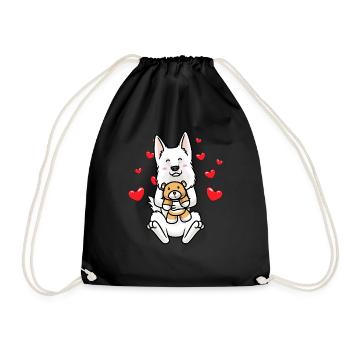 Berger Blanc Suisse Dog White Swiss - Drawstring Bag - black - Front