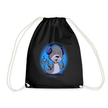 Music Lover I DJ Headphones I Cute Seal - Drawstring Bag - black - Front