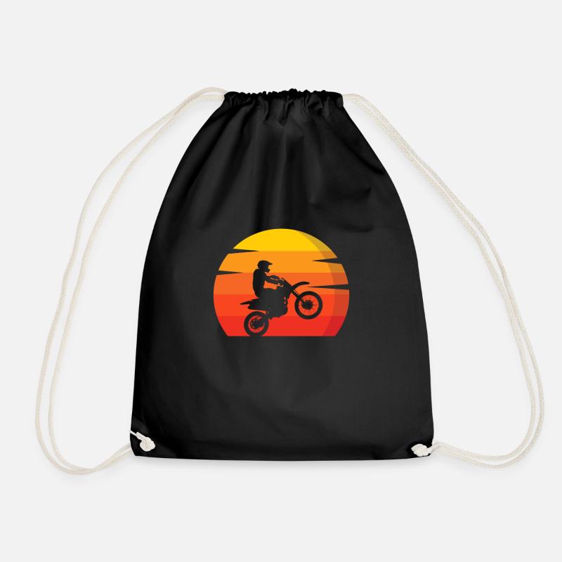 Motocross Retro Sunset Silhouette Motocross - Turnbeutel - Schwarz