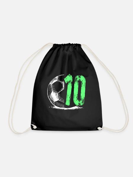 Fußball Geburtstag 10 Jahre - Turnbeutel - Schwarz