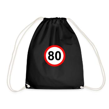 80. Geburtstag - Turnbeutel - Schwarz - Vorne