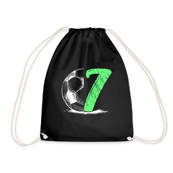 Fußball Geburtstag 7 Jahre - Turnbeutel - Schwarz - Vorne