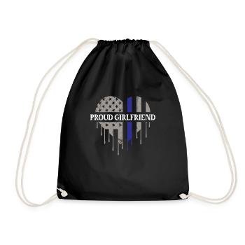 Freundin Polizist Polizei Stolze Frau Shirt - Turnbeutel - Schwarz - Vorne