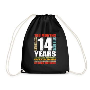 14th Birthday 14 Year Old Boys Girls Shirt - Drawstring Bag - black - Front