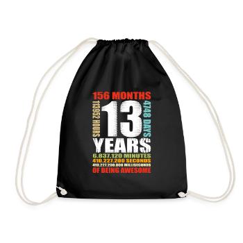 13th Birthday 13 Year Old Boys Girls Shirt - Drawstring Bag - black - Front