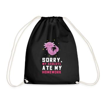Sorry My Axolotl Ate My Homework Axolotl - Drawstring Bag - black - Front