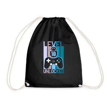 18th Birthday Level 18 of legal age Gift - Drawstring Bag - black - Front