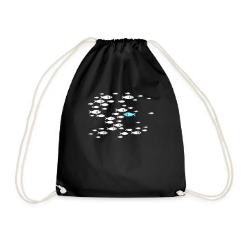 Fish swim against the tide in the sea - Drawstring Bag - black - Front