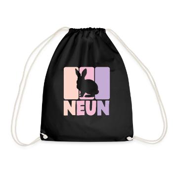 9. Geburtstag Mädchen 9 Jahre Kaninchen Hase - Turnbeutel - Schwarz - Vorne