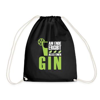 Gin - Gin Liebhaber GIN Spruch - Turnbeutel - Schwarz - Vorne