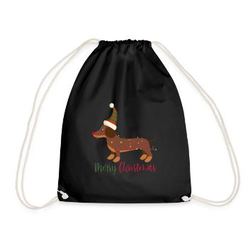 Dachshund, Dachshund, Christmas, X-Mas, Christmas - Drawstring Bag - black - Front