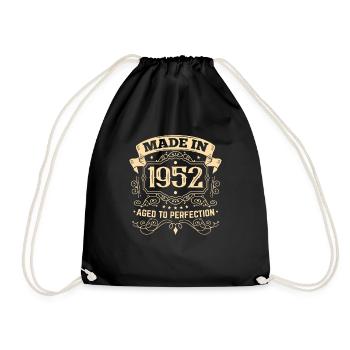 Geburtstag 1952 Hergestellt in 1952 - Turnbeutel - Schwarz - Vorne