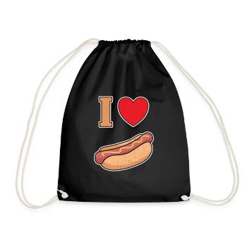 Ich Liebe Bockwurst mit Senf - Turnbeutel - Schwarz - Vorne