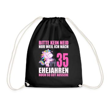 35 Jahre verheiratet lustig 35. Hochzeitstag - Turnbeutel - Schwarz - Vorne