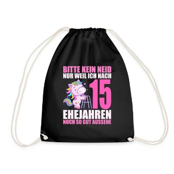 15 Jahre verheiratet lustig 15. Hochzeitstag - Turnbeutel - Schwarz - Vorne