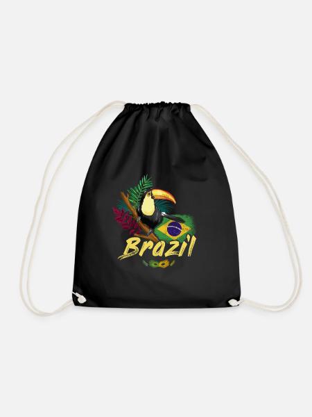 Toucan vintage du Brésil avec drapeau et masque de samba - Sac de sport léger - noir