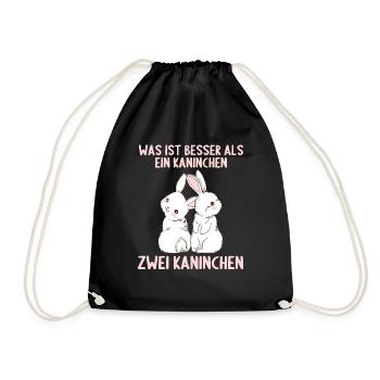 Hase Häschen was ist besser als ein Kaninchen - Turnbeutel - Schwarz - Vorne