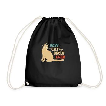 Best Cat Uncle Ever Uncle loves cats - Drawstring Bag - black - Front
