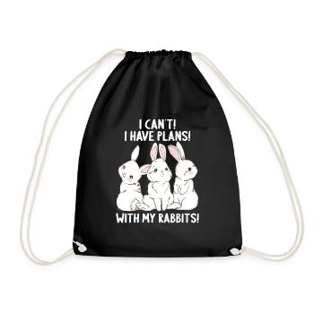 Rabbit i cant i have plans with my rabbits - Drawstring Bag - black - Front