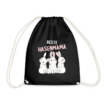 Hase Häschen Kaninchen beste Hasenmama - Turnbeutel - Schwarz - Vorne