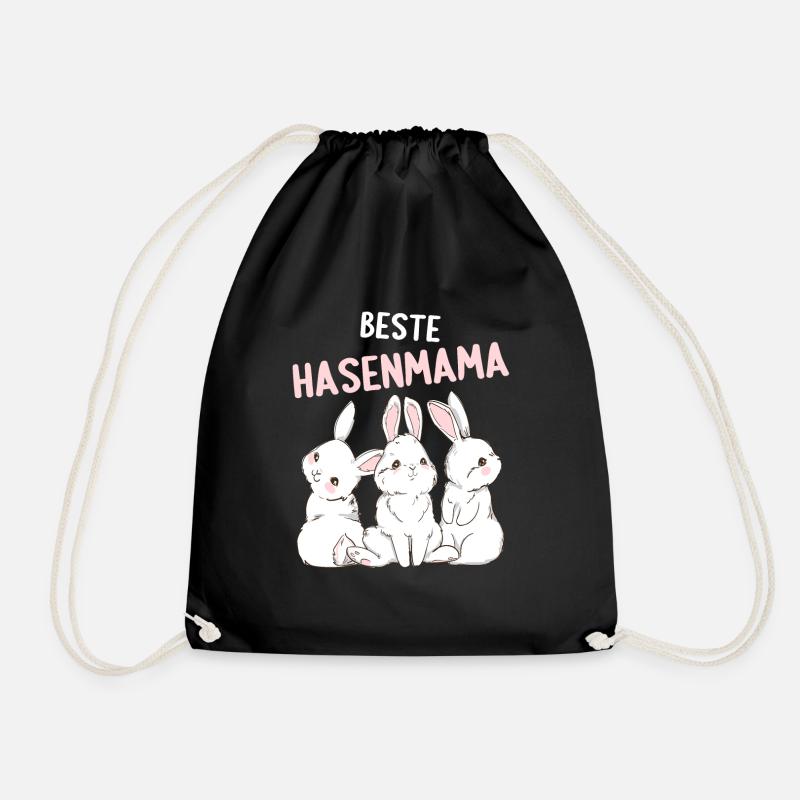 Hase Häschen Kaninchen beste Hasenmama - Turnbeutel - Schwarz