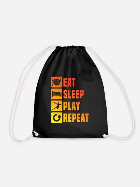 Handball Kinder Eat Sleep Handball Repeat - Turnbeutel - Schwarz