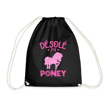 Désolé J'ai Poney Humour Cadeau Cavalière - Sac de sport léger - noir - Devant