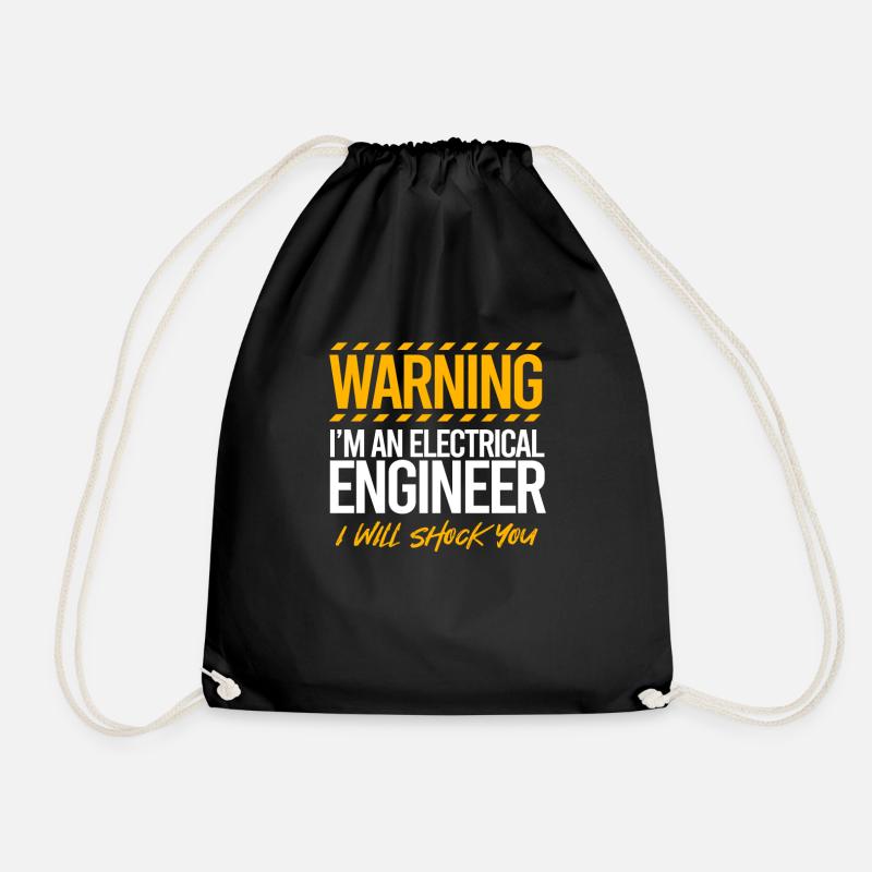 Warning I'm An Electrical Engineer - Drawstring Bag - black