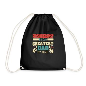 Physiotherapist by day, greatest dad by night - Drawstring Bag - black - Front