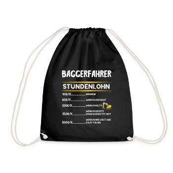 Baggerfahrer Stundenlohn Bagger Fahrer Baggerführe - Turnbeutel - Schwarz - Vorne