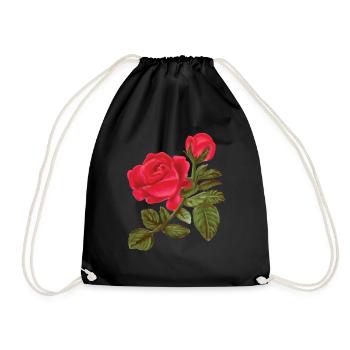 Rose Aquarelle peinte à la main - Sac de sport léger - noir - Devant