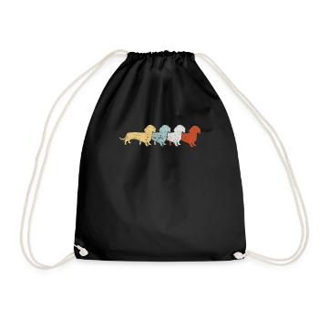 Dackel Retro Vintage - Turnbeutel - Schwarz - Vorne