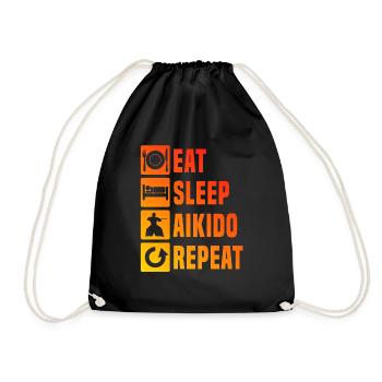 Eat Sleep Aikido Repeat Aikido Fighter Men Young - Drawstring Bag - black - Front